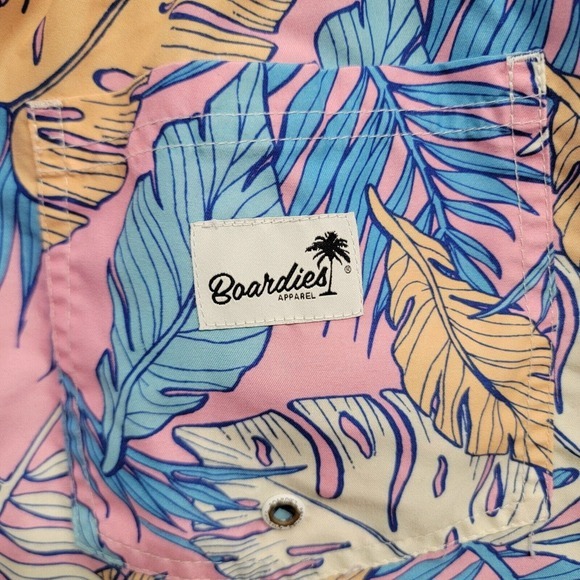 Boardies Apparel Men Swim Shorts Fern Leaves Print Drawstring Medium 6” Tropical - Picture 10 of 11